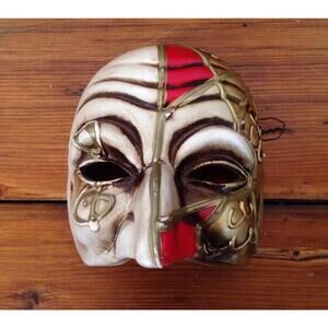 Vintage Italian Mod Dep Venetian Mardi Gras Carnival Ceramic Mask Wall Hanging